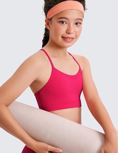 Image of CRZ YOGA Girls Butterluxe Y Back Sports Bra | Light Support, Removable Pads, Yoga, Athletic, Extremely Soft, Scoop Neck, Spaghetti Straps, for Teen
