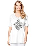 Just My Size Women's Plus Size Printed Short-Sleeve V-Neck T-Shirt, White/Multi, 4X