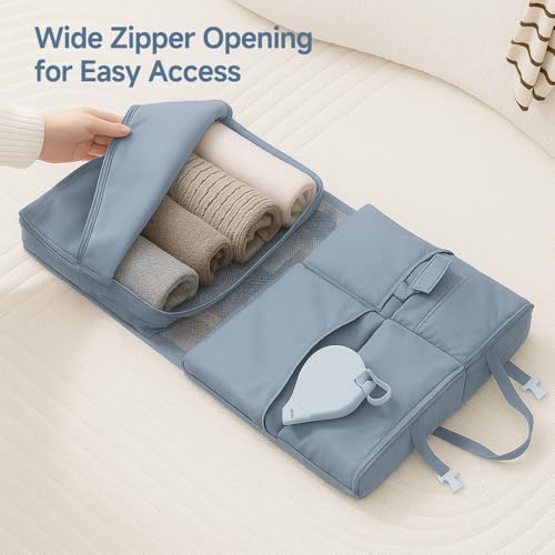 Travel Storage Bag with Partitions, Waterproof Nylon, Wide Opening Design, Hanging Capability, Gray4