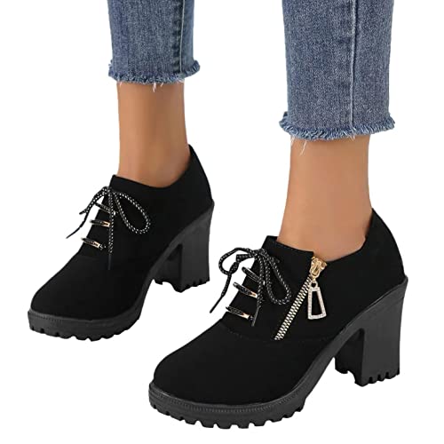 Hbeylia Platform Boots For Women Fashion Chunky High Heels Lug Thick Sole Non Slip Soft Wide Round Toe Lace Up Rhinestones Zip Waterproof Short Boots For Women Bride Wedding Party
