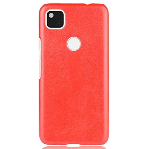 Pixel 4a ケース 背面レザーの質感がオシャレなハードケース レザー 革 背面 しっとり質感 手に馴染む スマホカバー 合革 PUレザー レトロ アンティーク レッド