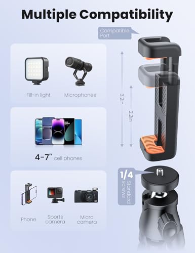 Mini Handy Stativ für Smartphone, Flexibler 360° Drehbarer Tripod mit Fernauslöser, Tragbarer Kamera Ständer Handy-Foto & Videokits Kompatibel mit iPhone, Galaxy