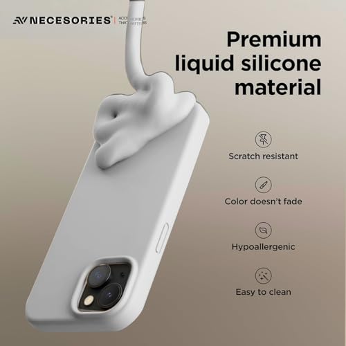 Image of Liquid Silicone Case Compatible for iPhone 15 White | Slim Back Cover | Soft Touch Bumper | Shockproof Drop Protection | Microfiber Cloth Inside | Sleek Solid Design