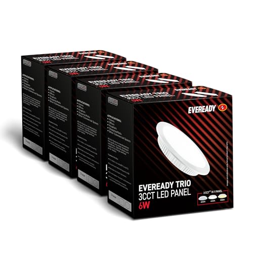 Image of Eveready 6W LED Trio Panel, Inbuilt 3CCT Modes (6500K-4000K-3000K), 4kV Surge Protection, Round, Pack of 4