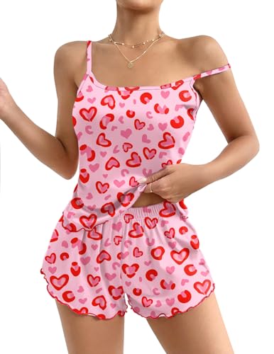 Image of Ekouaer Womens Cami Pajama Set Cute Printed Camisole Shorts Sleepwear | Tank Top and Shorts Lounge Set Soft Pjs for Daily Wear, Home, Party or Date Nights