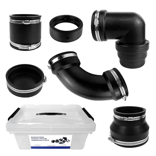 Image of RV and Camper Sewer Waste Plumbing Connection Kit for 3 inch PVC Pipe with Sewer Hose Fittings and Adapter