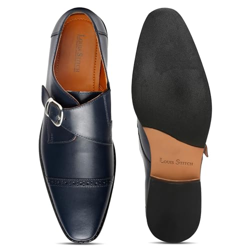 Image of LOUIS STITCH Men's Formal Shoes | Italian Leather Double Monk Strap Handcrafted | Stylish Slipon Shoes for Business, Formal, (LSRXSM)