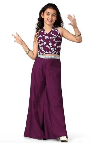 Image of Fashion Dream Girls Silk Blend Ethnic Top & Palazzo Set|Kids Salwar Set|Indo Western