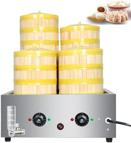 Commercial Electric Steamed Bun Machine, 4000/5000W, 13.5L Capacity, Adjustable Temperature 30-110℃, High-Efficiency Food Steamer for Restaurants & Catering, Perfect for Dim Sum and Dumplings