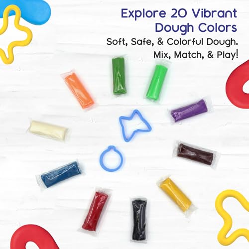 Image of Chanak Creative Dough Bucket Pack of 2, Clay Dough with 20 Colorful Clay & Sculpting Figures, Non-Toxic Clay Dough, Inventive Clay Kit for Kids Above 3 Years