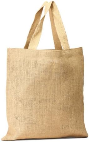 Pack of 3 UnLaminatedJute Bag Natural Tote bag with cotton webbed handles all natural color size 16"W X 15"H CarryGreen Bags
