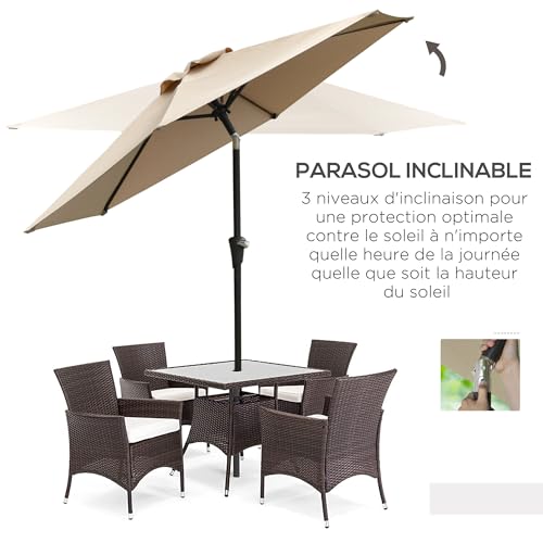 Parasol hexagonal Outsunny en polyester haute densité et mât robuste - 4
