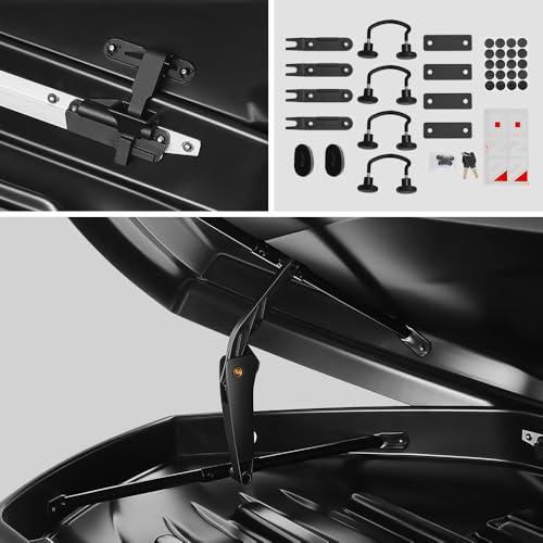 Image of DNA Motoring Rooftop Cargo Lock Box Carrier Lockable Heavy Duty Car Top Storage Case, Capacity 110 Lbs, 72 inch x 30 inch x 12 inch (L x W x H), 13 Cubic Ft.(Glossy Black), PT-ZTL-8326-GSBK