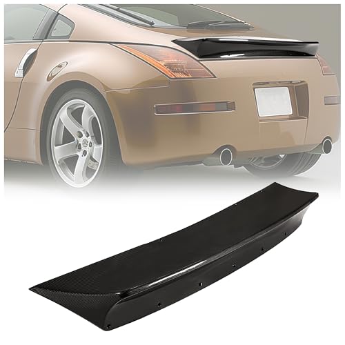 Kojem Rear Trunk Spoiler Compatible with 2003-2008 Nissan 350Z Z33 V Type Tail Wing Rear Trunk Lid Carbon Fiber Color