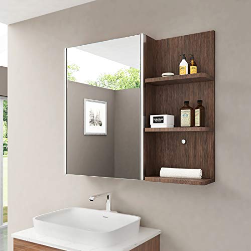 Preisvergleich Produktbild Duschdeluxe LED Beleuchteter Kombinations Badezimmer Spiegelschrank Badspiegelschrank 50x70x15cm mit Doppelseitiger Spiegel+Touch Schalter+Anti Beschlag+Bluetooth+Wandschrank