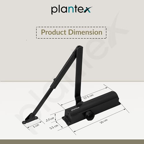 Image of Plantex Door Closer for Wooden Door /Hydraulic Automatic Door Closer /Soft Close Door Closer for Hotel /Home /Office - ISO 9001 Certified (MI-200, Capacity - 55 kg, Black)