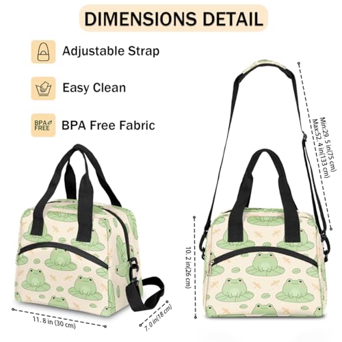 AUUXVA Insulated Lunch Bag Box for Women Cute Frog Reusable Lunch Box Cooler Tote Bag for Adult Lunch Container for work Picnic (frog pattern) by AUUXVA - Image 4