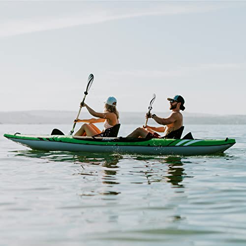 Driftsun Almanor 130 Inflatable Kayak - Green Two-Person Recreational Touring Kayak Package Includes Eva Padded Seats With High Back Support, Paddles, Pump And Travel Bag #TOP5