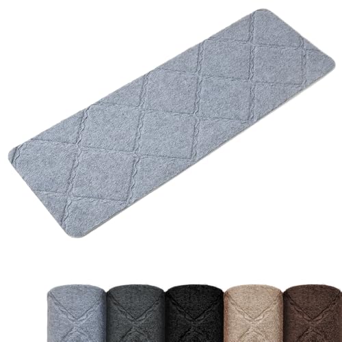 Homwiz Alfombrillas para Escaleras Antideslizantes, 15 Alfombrillas Autoadhesivas Escalones Interiores, Recortables y Reutilizables - Protección para Mascotas, Mayores, Niños (Gris, 55x19 cm)