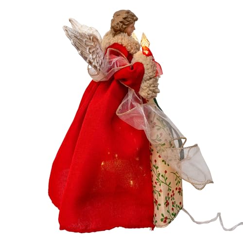 Kurt Adler 14" UL 10 Lights Red & Green Angel Treetop by Kurt S. Adler - Image 2
