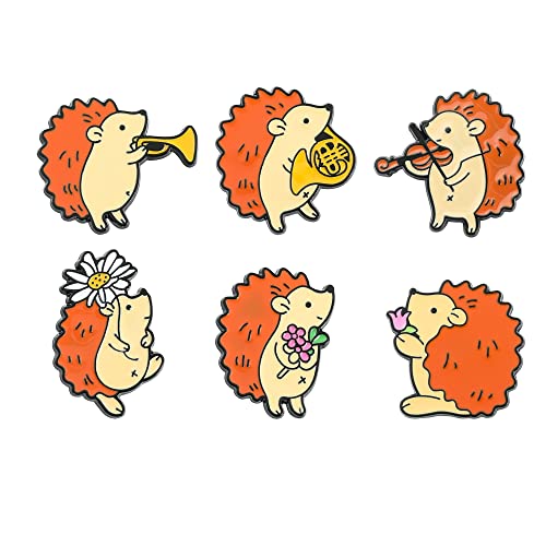 Image of feimeng jewelry Lovely Animals Enamel Pins Set, Cute Lapel Badges Brooches, Cartoon Pins Set for Backpack Clothes Hats Funny Pins and Button Jewelry Accessories (6Pcs Hedgehogs)