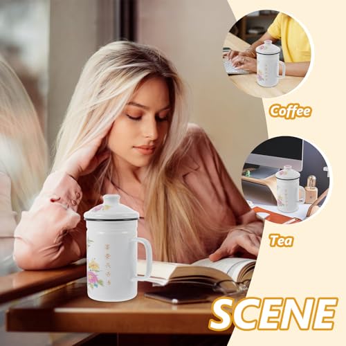 Taza de esmalte para viaje y acampada con filtro de té integrado 6