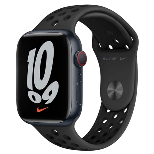 Apple Watch Nike Series 7 (GPS + Cellular, 45MM) - Midnight Aluminum Case with Anthracite/Black Nike Sport Band (Renewed)