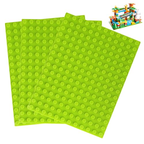 Lego 3 Stück Große Bauplatte Kompatibel mit Lego Duplo Platten, 25.5 x 19 cm Baseplate Grün Classic Bauplatte Basic Platten
