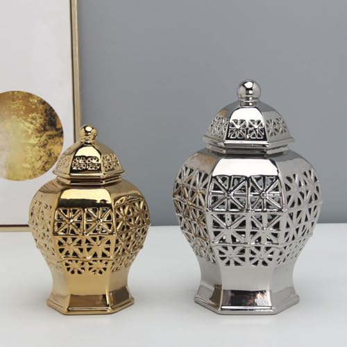 Vase céramique dorée design pour centre de table de mariage chic - 7
