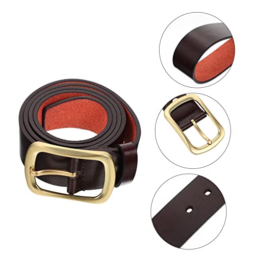 PartyKindom Vintage Style Men's Brown Belt Retro Buckle for Jeans and Casual Wear Adjustable Size for Occasions4