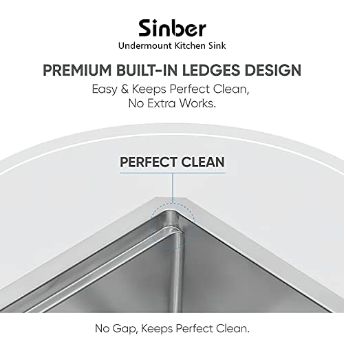 Sinber 33" Undermount Double Bowl 16 Gauge 304 Stainless Steel Workstation Farmhouse Apron Kitchen Sink With Accessories (33" X 19" X 10" Workstation) #TOP3