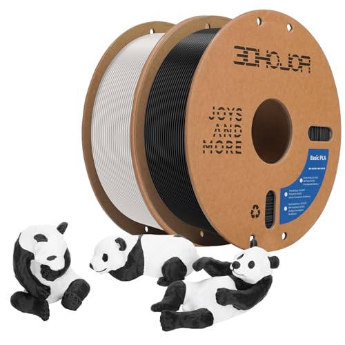 Image of 3DHoJor 3D Printing Filament Basic PLA Filament Bundle 1.75mm Cardboard Spool Dimensional Accuracy + /- 0.03 mm Fit Most 3D FDM Printer 1KG*2 spools-Black+White