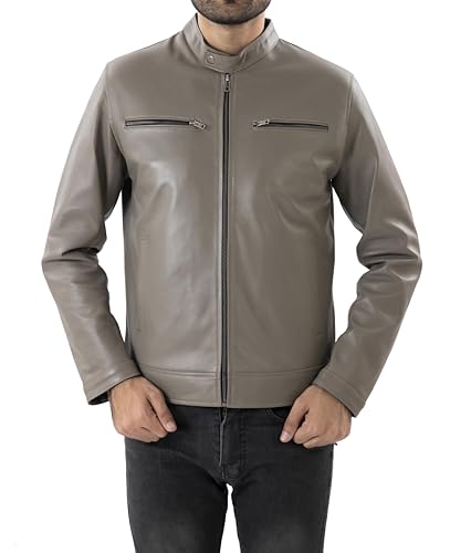 Image of Jild Classical Single Piece Lambskin Leather Jacket Men - Everyday Wear Snap Tab Collar Men's Motorcycle Leather Jacket