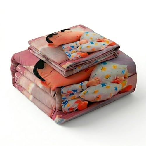 Image of Shinchan 7D Printed Bedsheet for Double Bed | Glace Cotton 7D Digital Print | 90x100 Inch (228x254 cm) | 1 Bedsheet + 2 Pillow Covers | Soft, Breathable & Vibrant Colour Bedding Set