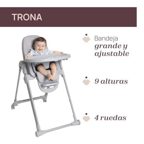 Miniatura 9 de Chicco Polly Armonia Trona Evolutiva Para Niños De 0 Meses Hasta 40 Kg, Trona 3en1, 9 Niveles De Altura, 3 Posiciones De Reclinado, Reposapiés Regulables, 4 Ruedas, Cierre Compacto, Gris Oscuro