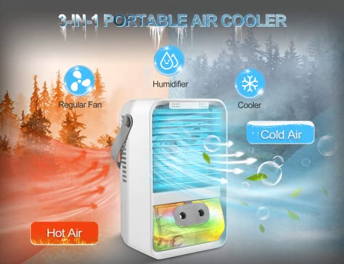 Energy-Saving Portable Air Conditioner With Aromatherapy, 3 Speeds Personal Evaporative Air Cooler With Rgb Light & Humidify Misting For Home Office #TOP4