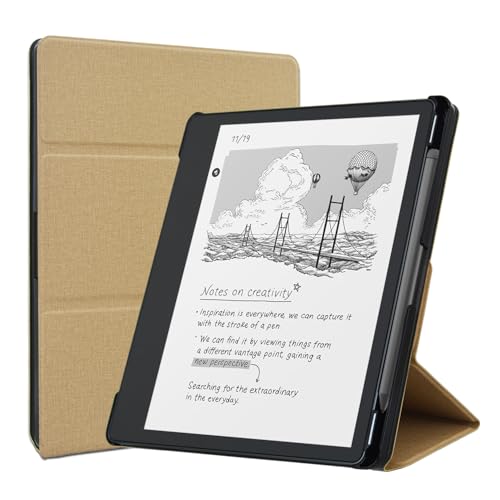 DMLuna Tri-Fold Stand Case for 10.2" Kindle Scribe 1st Generation - 2024/2022 Release, Premium PU Leather Cover with Auto Sleep Wake Function, Built-in Pen Holder, Magnetic Closure, Khaki