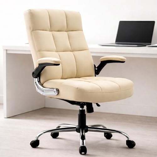 Image of LAKDI Furniture Co Ergonomic High Back Velvet Fabric Office Chair with Adjustable Height & Armrests, Soft Cushion Executive Desk Chair for Home & Office (Beige) | 5 Years Warranty & Free Assembly