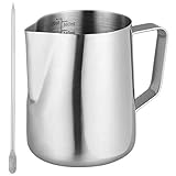 Kapazität und Messung - die einfache Design und dripless Auslauf bedeutet keine Unordnung und perfekten Latte Art, Kapazität: 600 ml/24 OZ Milchaufschäumer Kanne mit Messmarkierungen; können Sie verschiedene Flüssigkeiten oder speichern Sie diese zum Aufschäumen von Milch oder Kaffee und Mess-Einheit zum Servieren Sahne oder andere Getränke für Ihre Gäste.