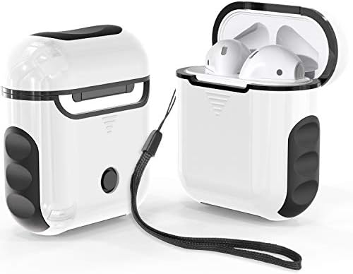 ORETECH Designed for Airpods Case Cover,Heavy Duty Hybrid 2 in 1 Shockproof Full Protective Case Hard PC Soft Rubber Silicone Cover Accessories Kits for Airpods 1/ 2 - White&Black