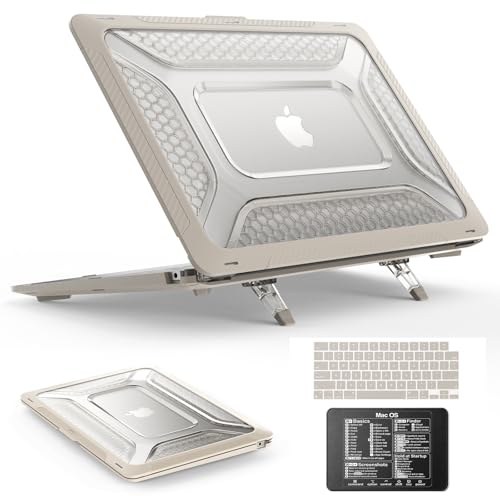 SEYMAC stock Case for MacBook Air 15 inch, Shock-Absorbing Protection with Folding Stand &Mouse Pad Case for MacBook Air 15 inch, Beige