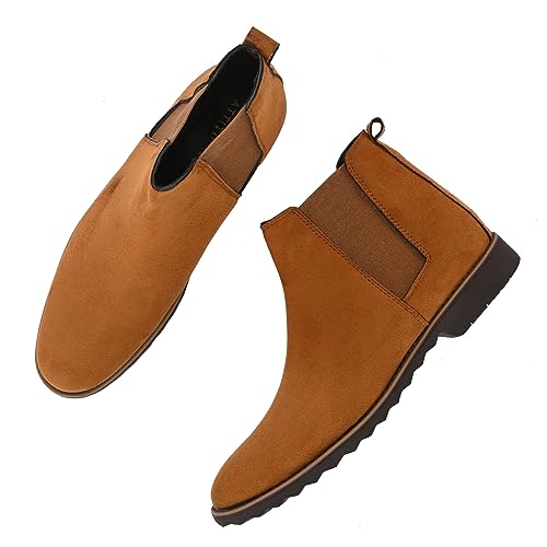 Image of Attitudist Mid Top Round Toe Chelsea Boots For Men