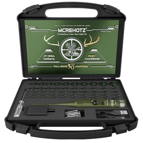 MCREHOTZ Super-Rechargeable Bore Sight Laser Kit： Green Laser Boresighter with 50 Adapters 08
