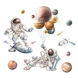 WEKADRIN 宇宙飛行士の星空ウォールステッカー 取り外し可能なPVC製防水壁装飾 部屋や保育園の壁用セット 1Set