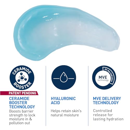 Image of CeraVe HA Water Gel with Hyaluronic Acid, Ceramides & Niacinamide for Plumpy hydration|Oil-free gel moisturizer| 3 sec fast absorption| Dermat recommended for Women & Men| 25 ml