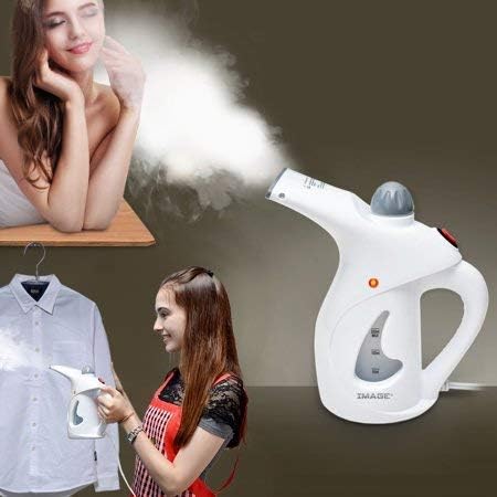 Purabelle 2 in 1 Plastic Electric Iron Portable Handheld Garment and Facial Steamer, Medium, Multicolour
