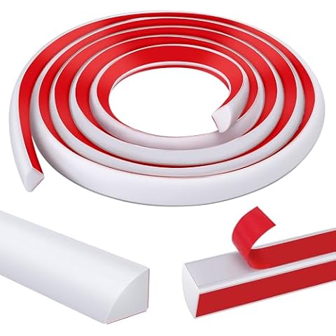 moonoom 118 inch Flexible Quarter Round Molding, 3/4" Self-Adhesive Trim Molding, Waterproof Wall Quarter Round Trim for Wall Edge Corner Base of Staircase Cabinet Edge Countertops Cover