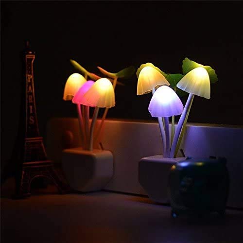 U.S.TRADERS Mushroom Light autometic Sensor Night lamp Night Lamp (13 cm, Multicolor) (Pack of 2)