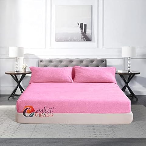 Extra Deep Fitted 30cm Teddy Fleece Fitted Bed Sheet Plain Thermal Warm and Cosy Soft Luxury Bedding Pink Fitted Bed Sheet Single 90cm x 190cm + 30cm Approximate Cover
