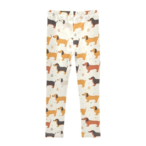 Cute Dachshund Girls' Leggings Toddler Doodles Leaf Kids Yoga Pants Dance Active Tights 4T2